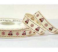 Bertie's Bows Christmas Owl & Snowflake 16mm Ivory Grosgrain Ribbon on 3m Roll