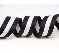 Berties Bows Cotton Blend Heavy Weight Webbing x 5 mtr, Black/White Striped, 5m