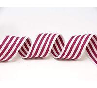 Berties Bows Cotton Blend Heavy Weight Webbing x 5 mtr, Cranberry/White Striped, 5m