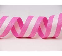 Berties Bows Cotton Blend Heavy Weight Webbing x 5 mtr, Pink/White Striped, 5m