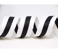 Berties Bows Cotton Blend Heavy Weight Webbing x 5 mtr, White/Black Striped, 5m