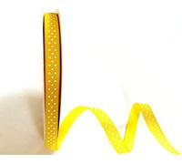 Bertie's Bows Daffodil Yellow with White Polka Dot 9mm Grosgrain Ribbon on a 25m roll