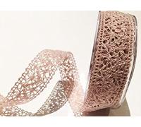Bertie's Bows Dusky Pink Crochet 22mm Lace - per metre (This is a Cut from a roll, Presented on a Ribbon Card)
