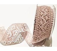 Bertie's Bows Dusky Pink Crochet 35mm Lace - Price per metre