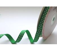 Bertie's Bows Emerald Green with White Polka Dot 9mm Grosgrain Ribbon on a 25m Reel