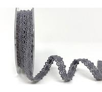 Bertie's Bows Grey Double Edge 12mm Scalloped Cotton Lace on a 10m Roll