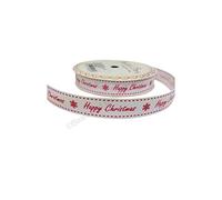 Bertie's Bows Happy Christmas 16mm White Grosgrain Ribbon on 3m Roll