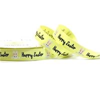 Bertie's Bows Happy Easter Bunny 16mm Yellow Grosgrain Ribbon on a on a 25m Roll