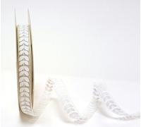 Bertie's Bows Leaf Print Ivory 10mm Sheer Ribbon on a 3m Length (N.B. This is Cut from a roll, Presented on a Ribbon Card)