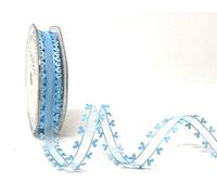 Bertie's Bows Light Blue Heart Edge Sheer 15mm Ribbon on a 20m Roll