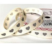 Bertie's Bows Love Heart Ivory 9mm Grosgrain Ribbon on a 3m Roll