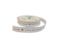 Bertie's Bows Love & to Cherish 16mm White Grosgrain Ribbon on a 3m Roll