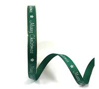 Bertie's Bows Merry Christmas 9mm Green Grosgrain Ribbon on a 25m Roll