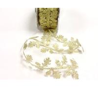 Bertie's Bows Metallic Gold Leaf Garland 33mm Ribbon on a 3m Length (N.B. This is a Cut from a roll)