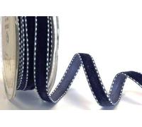 Bertie's Bows Navy Blue 9mm Velvet Saddle Stitch Ribbon on a 10m Roll