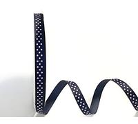 Bertie's Bows Navy Blue with Pink Polka Dot 9mm Grosgrain Ribbon on a 25m Reel