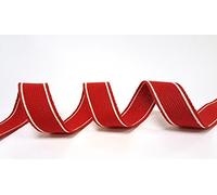 Bertie's Bows New Red with Off White Stripe Cotton Mix Heavy 34mm Webbing for Bag Handles per metre