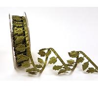 Bertie's Bows Olive Green Leaf Cut-Out Satin Trim Ribbon on a 2m Length (N.B. This is Cut from a roll)