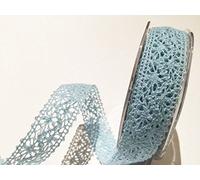 Bertie's Bows Pale Blue Crochet 22mm Lace - per metre (This is a Cut from a roll, Presented on a Ribbon Card)