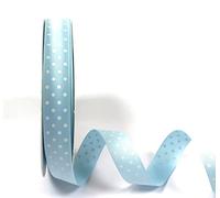 Bertie's Bows Pale Blue & White Polka Dot 16mm Grosgrain Ribbon on a 3m Length (N.B. This is a Cut from a roll, Presented on a Ribbon Card)