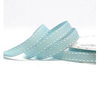 Bertie's Bows Pale Blue with White Saddle Stitch 9mm Grosgrain Ribbon on a 3m Length (N.B. This is Cut from a roll)