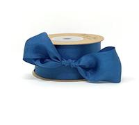 Berties' Bows Petrol Blue 32mm 100% Natural Silk Ribbon on a 2m Length (N.B. This is a Cut from a roll, Presented on a Ribbon Card)