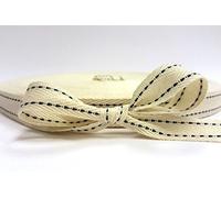 Bertie's Bows Petrol Saddle Stitch Natural Cotton 15mm Ribbon on a 3m Length (N.B. This is Cut from a roll)