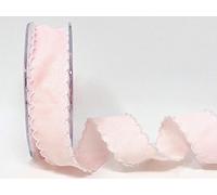 Bertie's Bows Pink Scallop Edge 25mm Ribbon on a 2m Length (N.B. This is a Cut from a roll, Presented on a Ribbon Card)