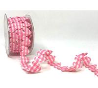 Bertie's Bows Pink & White Gingham Heart Cut-Out 25mm Ribbon on a 2m Length