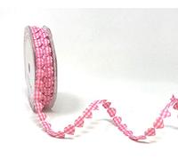 Bertie's Bows Pink & White Gingham Heart Garland 10mm Ribbon on a 3m Length, Cut from a roll and Presented on a Ribbon Card