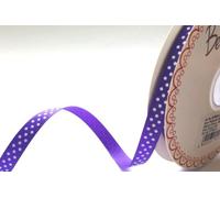 Bertie's Bows Purple with White Polka Dot 9mm Grosgrain Ribbon on a 25m Roll