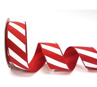 Bertie's Bows Red Candy Stripe 38mm Grosgrain Ribbon on a 2m Length (N.B. This is a Cut from a roll, Presented on a Bertie's Bows Ribbon Card)