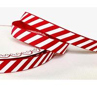 Bertie's Bows Red Candy Stripe 9mm Grosgrain Ribbon on 3m Length (N.B. This is a Cut from a roll, Presented on a Ribbon Card)