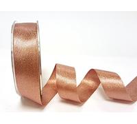 Bertie's Bows Rose Gold Sparkle Satin 25mm Ribbon Ribbon on a 3m Length (N.B. This is a Cut from a roll Presented on a Card)