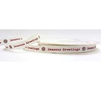 Bertie's Bows Seasons Greetings Print 9mm Grosgrain Ribbon on a 3m Cardboard Roll