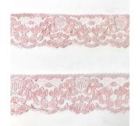Bertie's Bows Vintage Pink 30mm Floral Scalloped Nylon Lace - Price per metre (N.B. The is a Cut from a roll, Presented on a Bertie's Bows Ribbon Card)