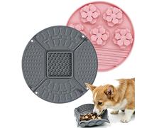 Bertifive Silicone Lick Mat for Dogs Cats Licking Mat Dog Slow Feeder Pack of 2 Mat Pink and Grey