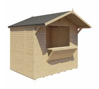 Rowlinson Bertilo 8 x 6ft Natural Apex Market Stall with Fold-Down Serving Counter - Size: 6 x 6ft - Wilko