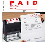 Bertiveny Paid Stamp with Date Office Stamps Self Inking Personalized for Business Supplies Custom Rubber Business Stamps for Office Supplies Paid Stamp with Check No. Red(Paid with Check NO. & Date)
