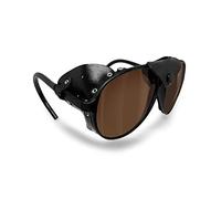 BERTONI Glacier Polarized Sunglasses for Mountain Hiking Trekking Ski mod ALPS Italy (Black - Polarized Brown)