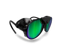 BERTONI Glacier Polarized Sunglasses for Mountain Hiking Trekking Ski mod ALPS Italy (Black - Polarized Green Mirror)