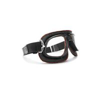 BERTONI Motorcycle Aviator Vintage Goggles Black and Orange Stitching AF196 Bikers Goggles (Clear Lenses)