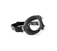 BERTONI Motorcycle Goggles Vintage Aviator Style - Mat Black - AF195 Motorbike Helmets Goggles (Clear Lenses)