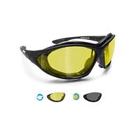 BERTONI Motorcycle Polarized Goggles Padded Glasses Photochromic P333FT (Photochromic Polarized Yellow Lens)