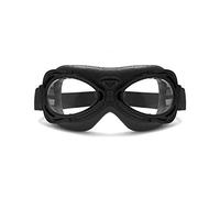 Bertoni Motorcycle Vintage Aviator Goggles Mat Black - Compact Size Suitable for all Faces and Ladies AF77A (Matt Black)