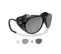 BERTONI Polarized Sunglasses for Mountain Hiking Trekking Glacier Snow mod. CORTINA Italy Shiny Black (Photochromic Polarized)