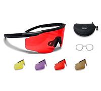 BERTONI Shooting Glasses with 4 Interchangeable Antifog Lenses and Carrying Case SH890N SOS Italy Tactical Protective Safety Eyewear with Optical Clip RX Carrier