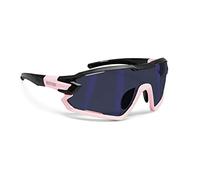 BERTONI Sport Sunglasses Cycling MTB Running Ski Golf Polarized Photochromic with Optical Carrier mod. QUASAR (Black-Pink/Blue Mirror)