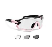 BERTONI Sport Sunglasses Cycling MTB Running Ski Golf Polarized Photochromic with Optical Carrier mod. QUASAR (Black-Pink/Photochromic)