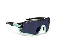 BERTONI Sport Sunglasses Cycling MTB Running Ski Golf Polarized Photochromic with Optical Carrier mod. QUASAR (Black-Aquamarine/Blue Mirror)